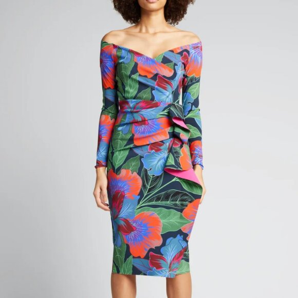 Chiara Boni La Petite Robe Silveria Floral Ruffle Dress in Multicolor sz 44/8 - Picture 1 of 5